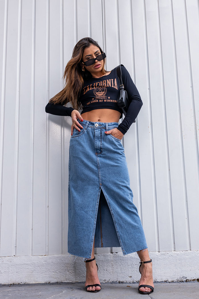 Cropped Tshirt Manga Longa Tenis California