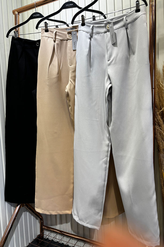 Calça Pantalona Prega Lisa 3 cores
