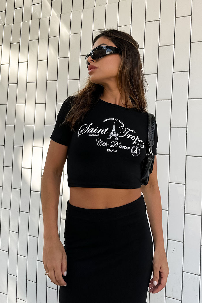 Cropped Saint Tropez Viscolycra Preto