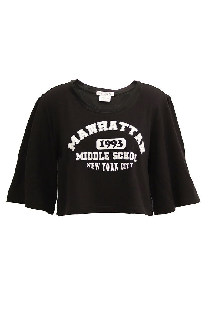 Cropeed Tee College Manhattan Preto