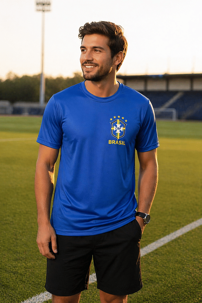 Max Tee Dry Fit Brasão DTF - Azul Royal.