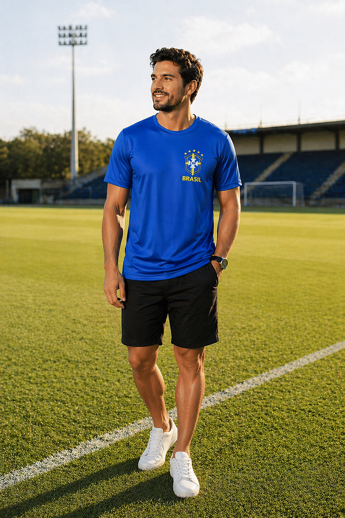 Max Tee Dry Fit Brasão DTF - Azul Royal