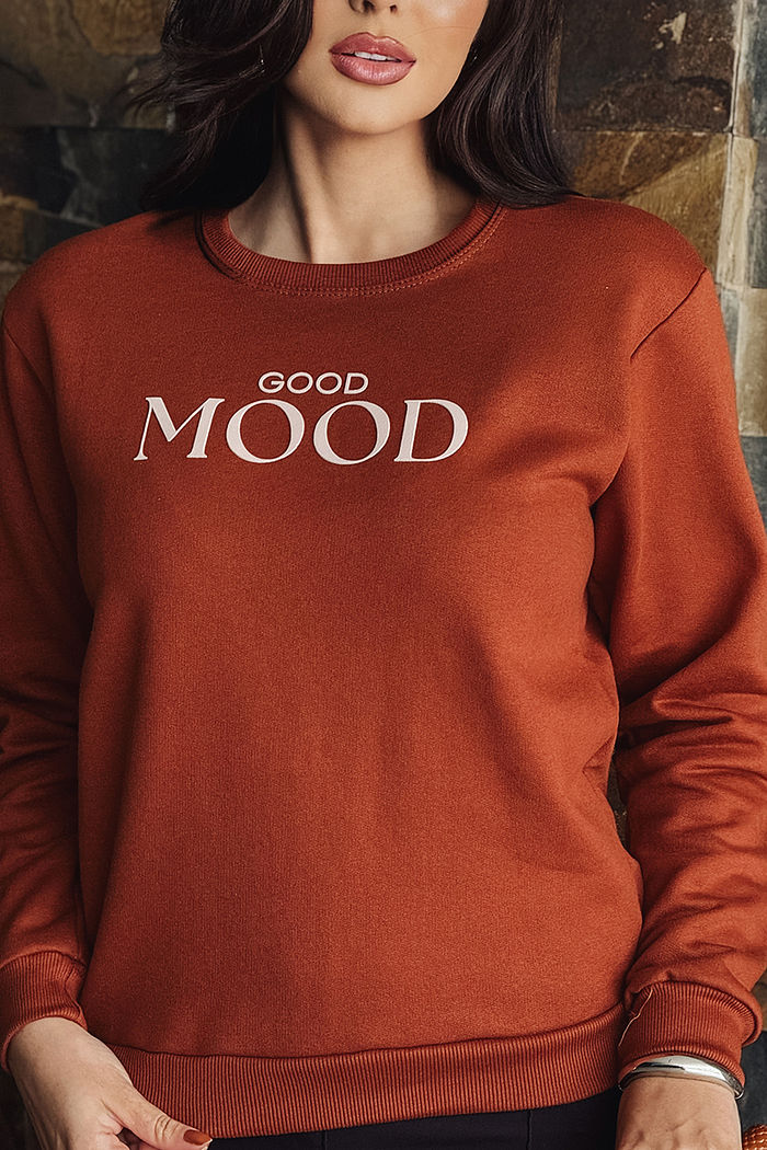 Moletom Gola Careca Good Mood AR - Ferrugem