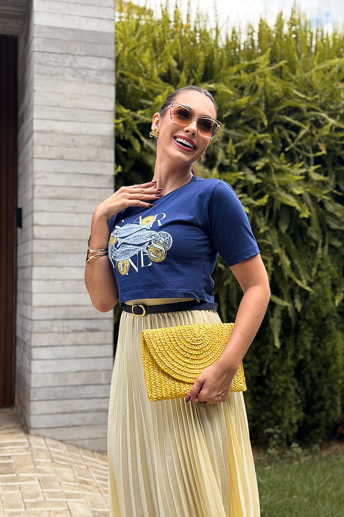 Cropped soltinho Emily Sardines DTF - Marinho