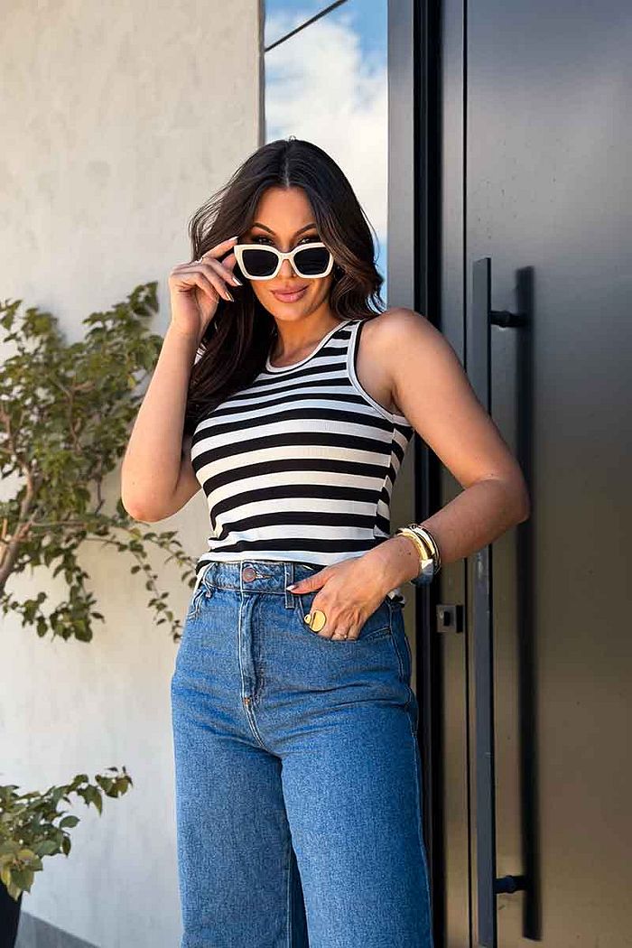 Regata Olívia Listrada Preto