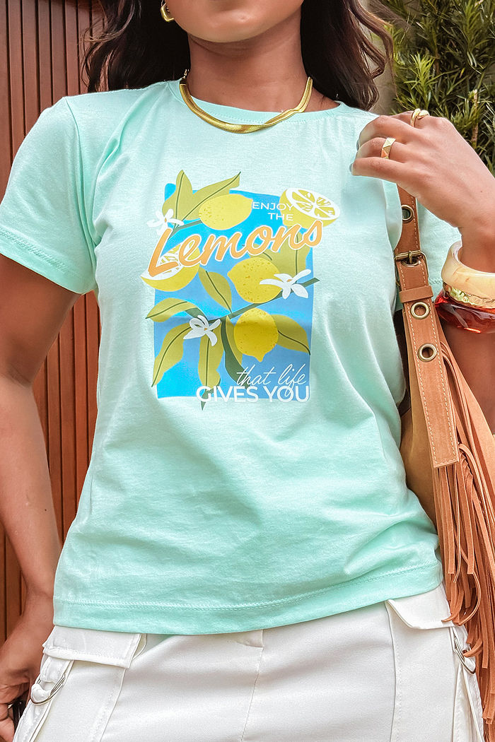 T-Shirt Enjoy the lemons DTF - Verde Claro