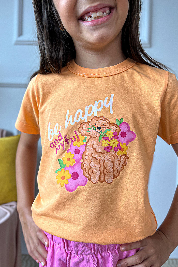 T-Shirt Infantil Be Happy and Joyful DTF - Tangerina