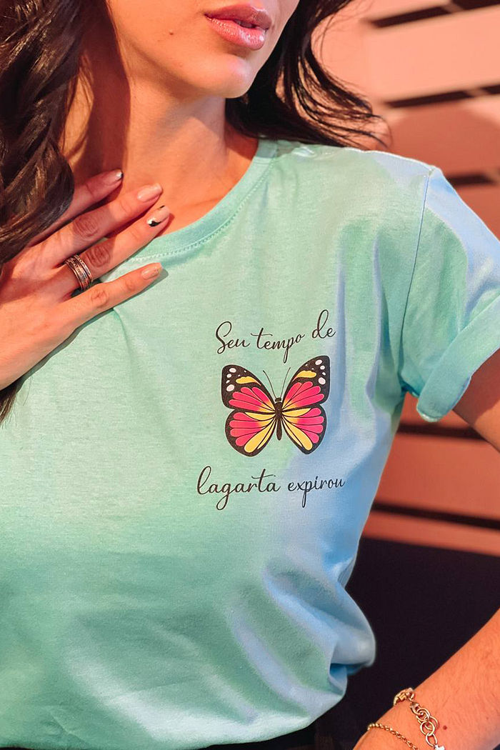 T-Shirt Voe Borboleta - Verde Claro