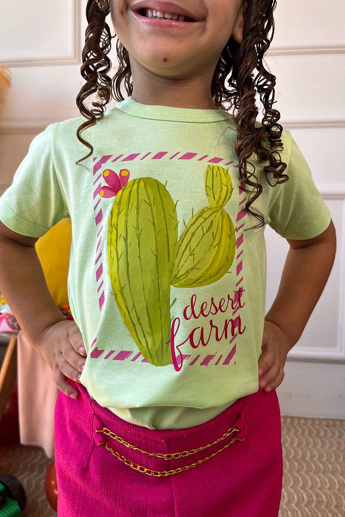 T-Shirt Infantil Desert Farm Cacto DTF - Menta