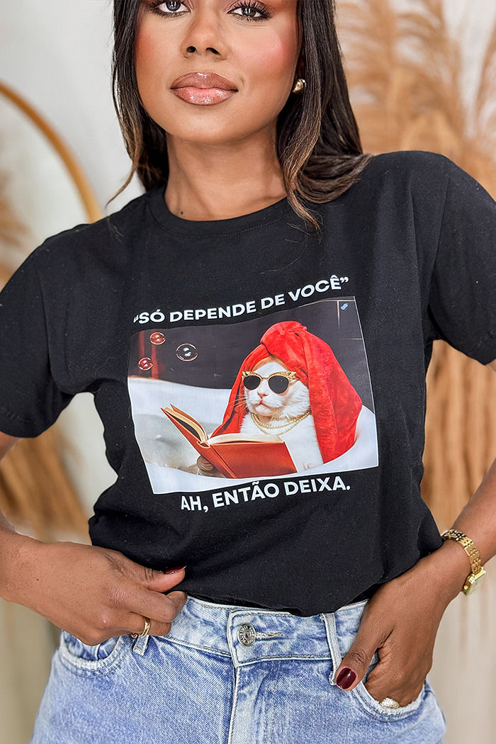 T-Shirt Só depende de você DTF - Preto
