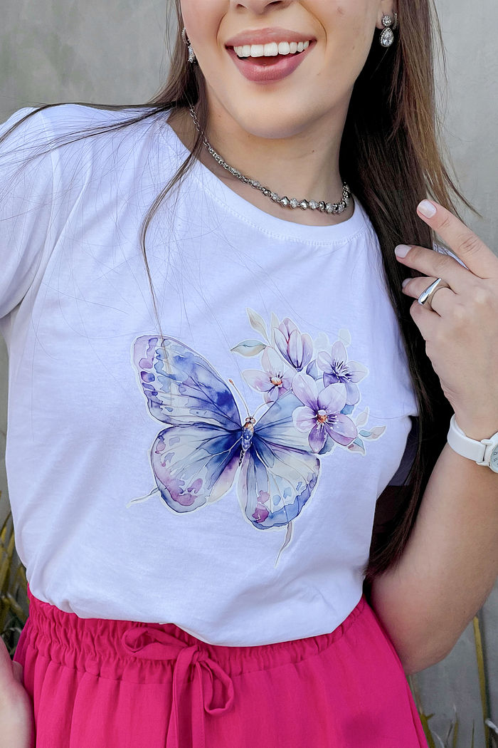 T-Shirt Asa Serena Borboleta DTF - Neve