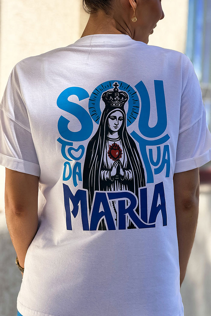 Oversized Feminina Ave Maria - Sou toda tua Maria DTF - Neve