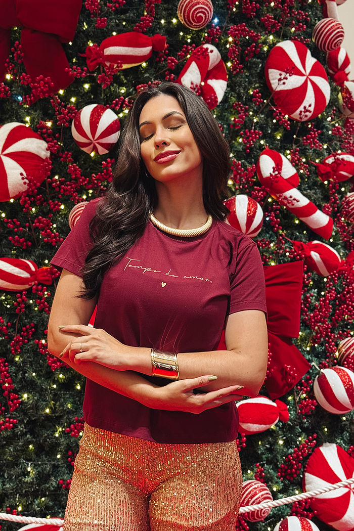 T-Shirt Tempo de amar AR - Borgonha