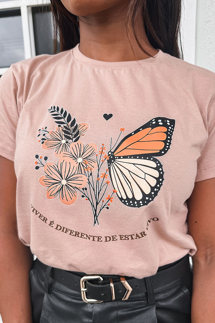 T-Shirt Viver é diferente de estar vivo DTF - Chocoleite
