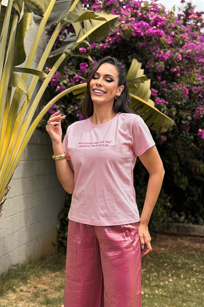 T-Shirt Meu espelho que lute DTF - Blush