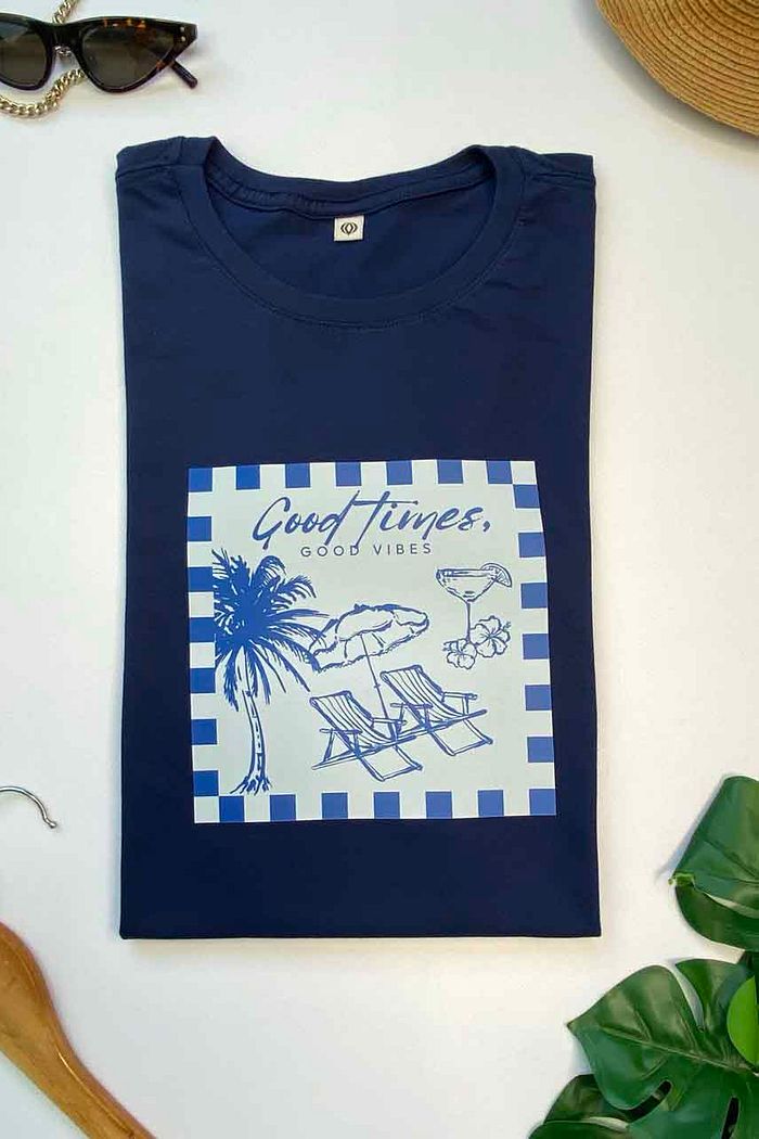 T-Shirt Good times, Good vibes DTF - Marinho