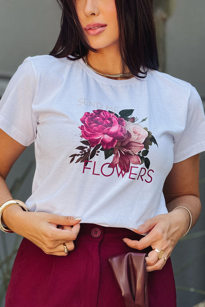 T-Shirt Send me Flowers DTF - Branco