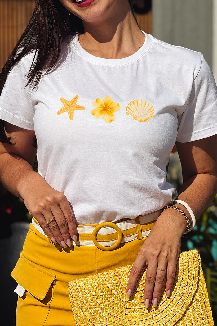 T-Shirt Sea Items DTF -  Branco