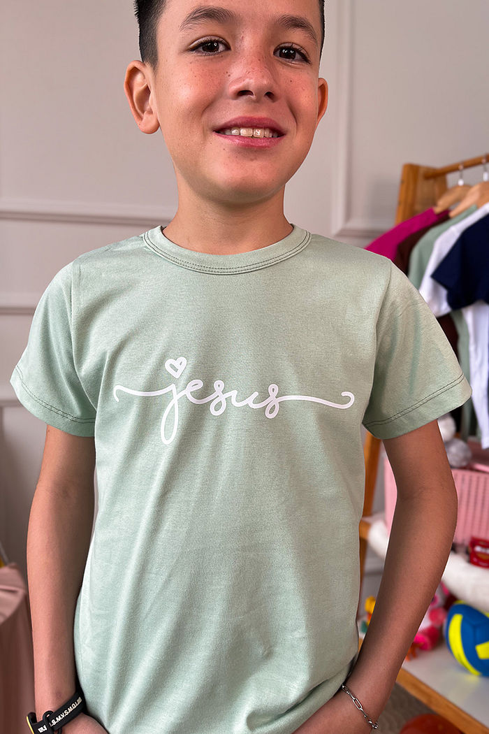 T-Shirt Infantil Jesus DTF - Green