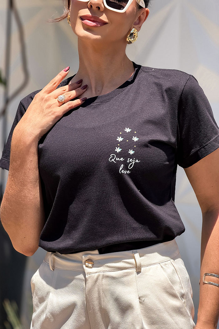 T-Shirt Que seja leve DTF - Preto