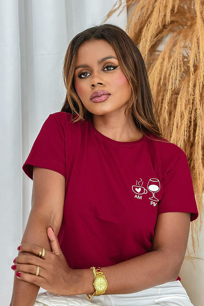 T-Shirt AM PM AR - Bordô