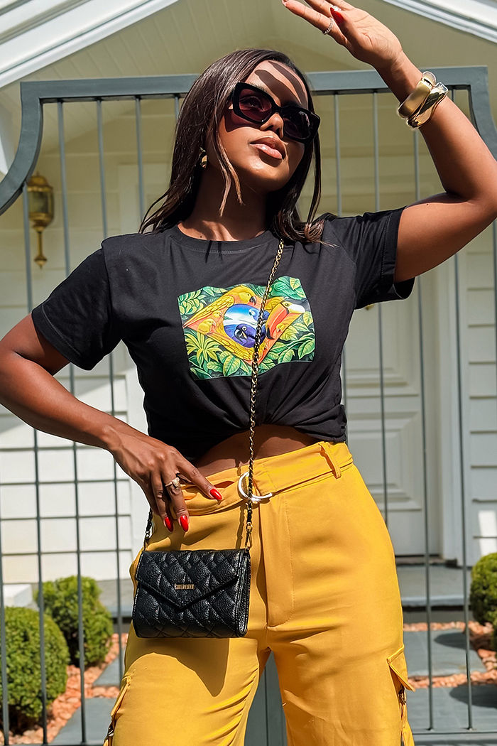 T-Shirt Bandeira de fauna e flora DTF - Preto