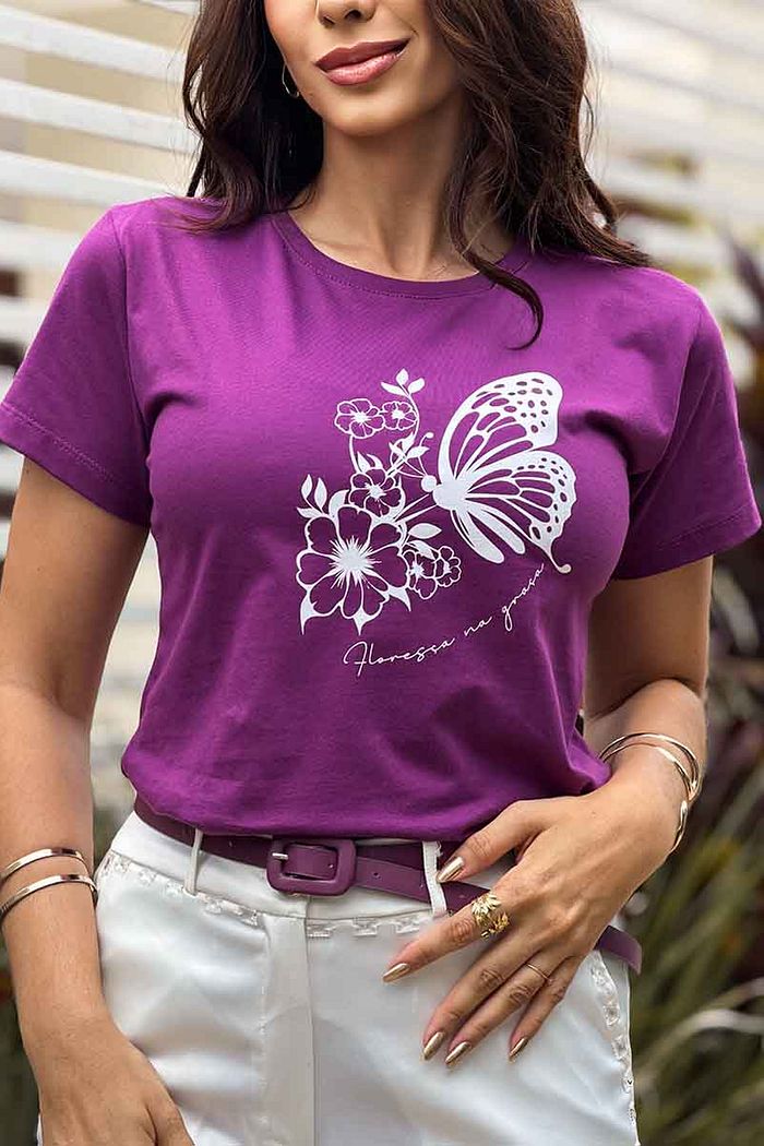 T-Shirt Floresça na graça - Uva