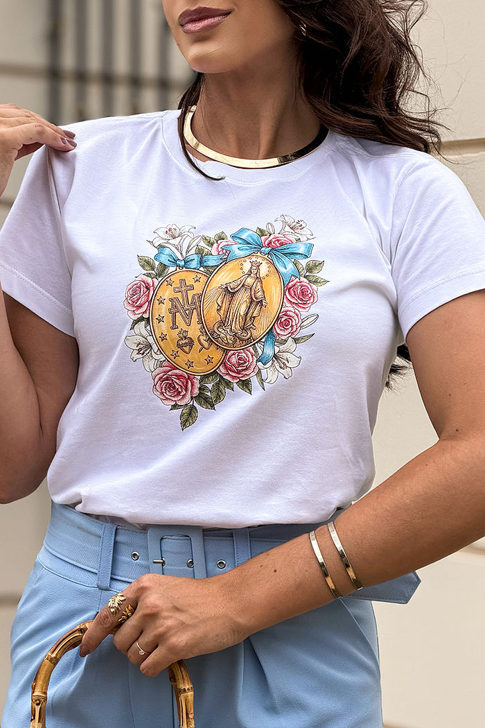 T-Shirt Medalha milagrosa DTF - Neve