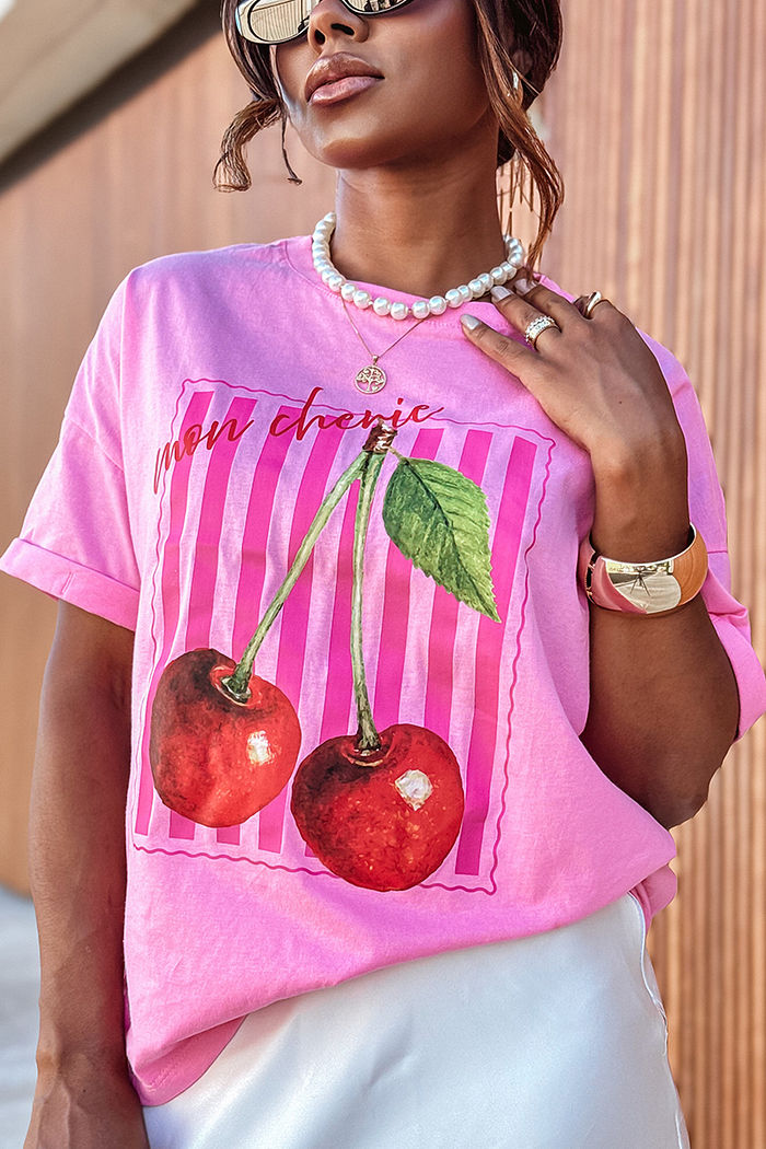 Oversized feminina Mon Cherrie DTF - Rosa Chiclete