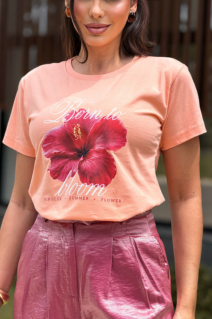 T-Shirt Born to bloom DTF - Salmão