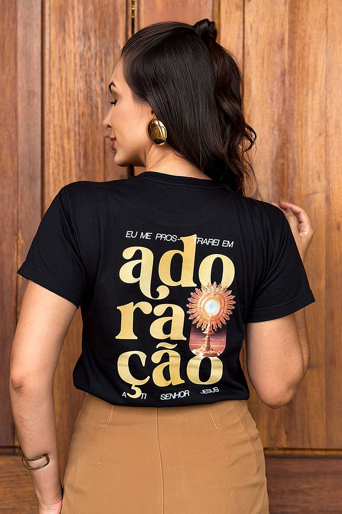 T-Shirt Graças e Louvores DTF - Preto