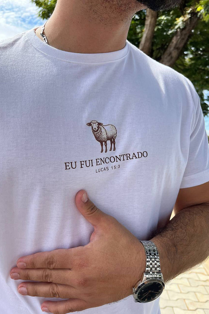 Max Tee Unissex Eu fui encontrado DTF - Neve