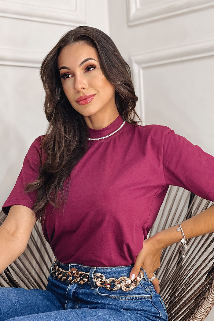 T-Shirt Gola Alta Básica Açaí