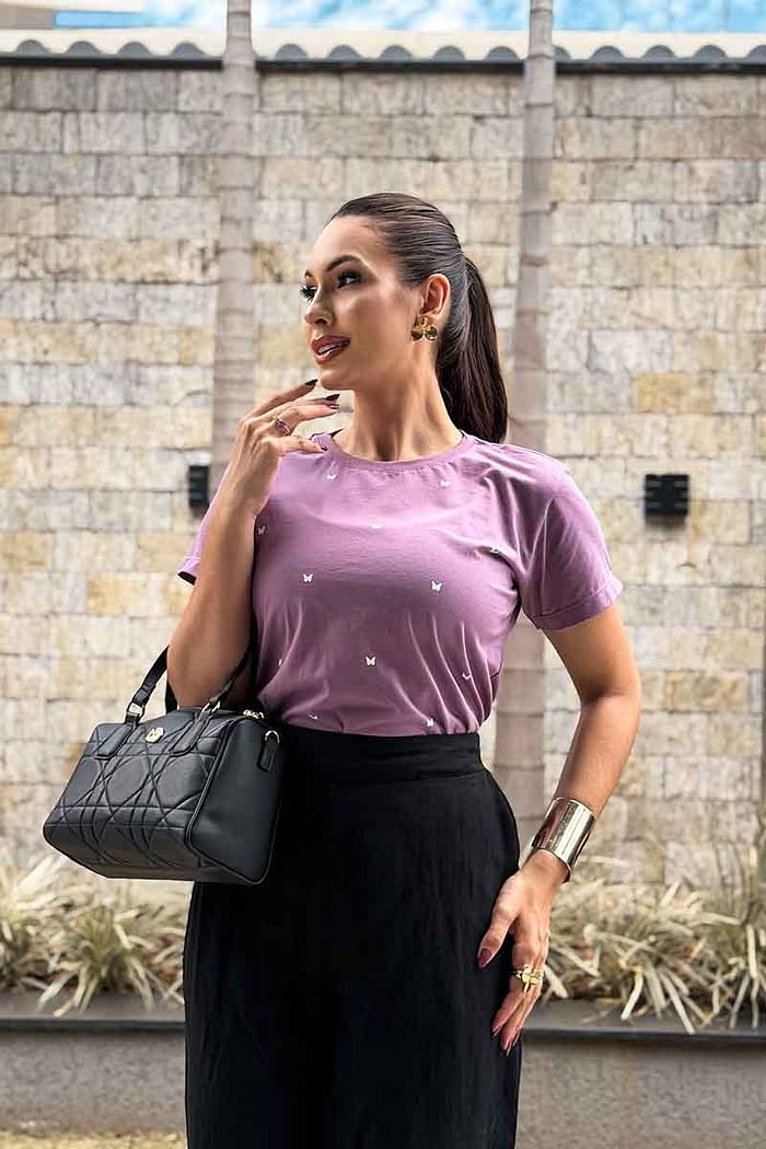 T-Shirt Borboletas poá - Alfazema