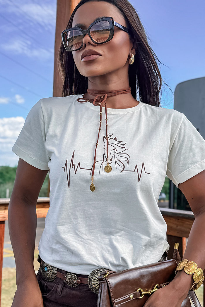 T-Shirt Pulsação Cavalo - Off White