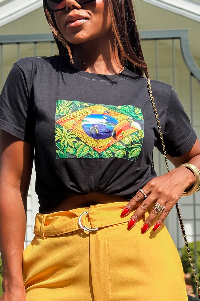 T-Shirt Bandeira de fauna e flora DTF - Preto