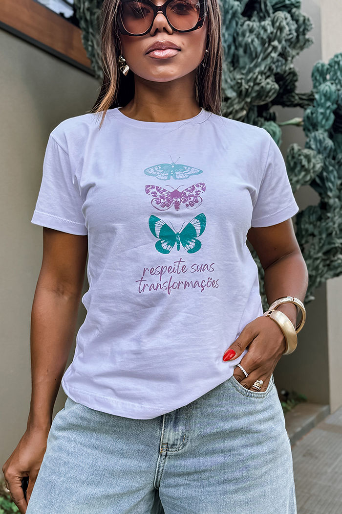T-Shirt Respeite suas transformações DTF - Branco