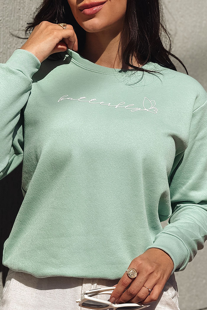 Moletom Gola Careca Butterfly AR - Verde chá