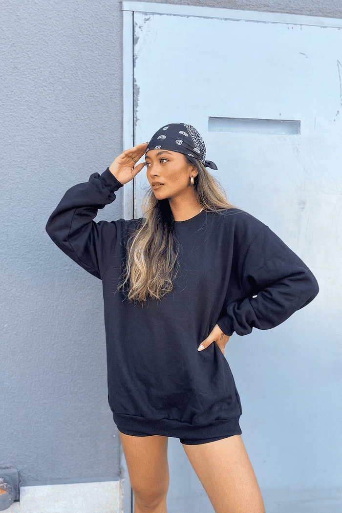 Moletom Gola Careca Básico – Preto