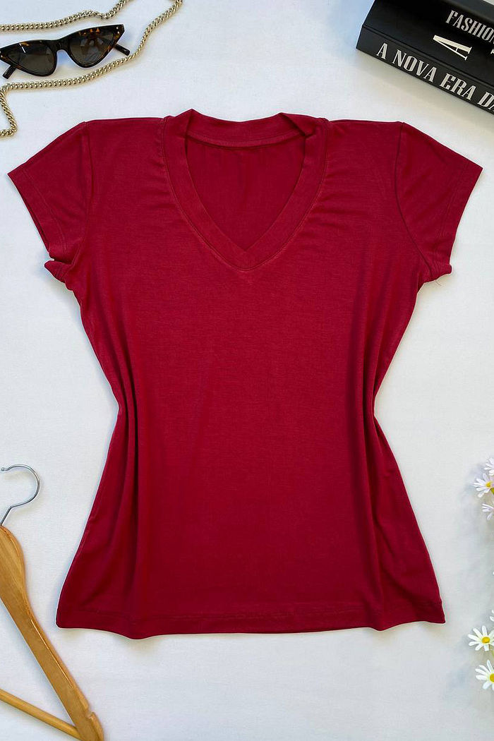 Blusa Baby Look Gola V Bordô