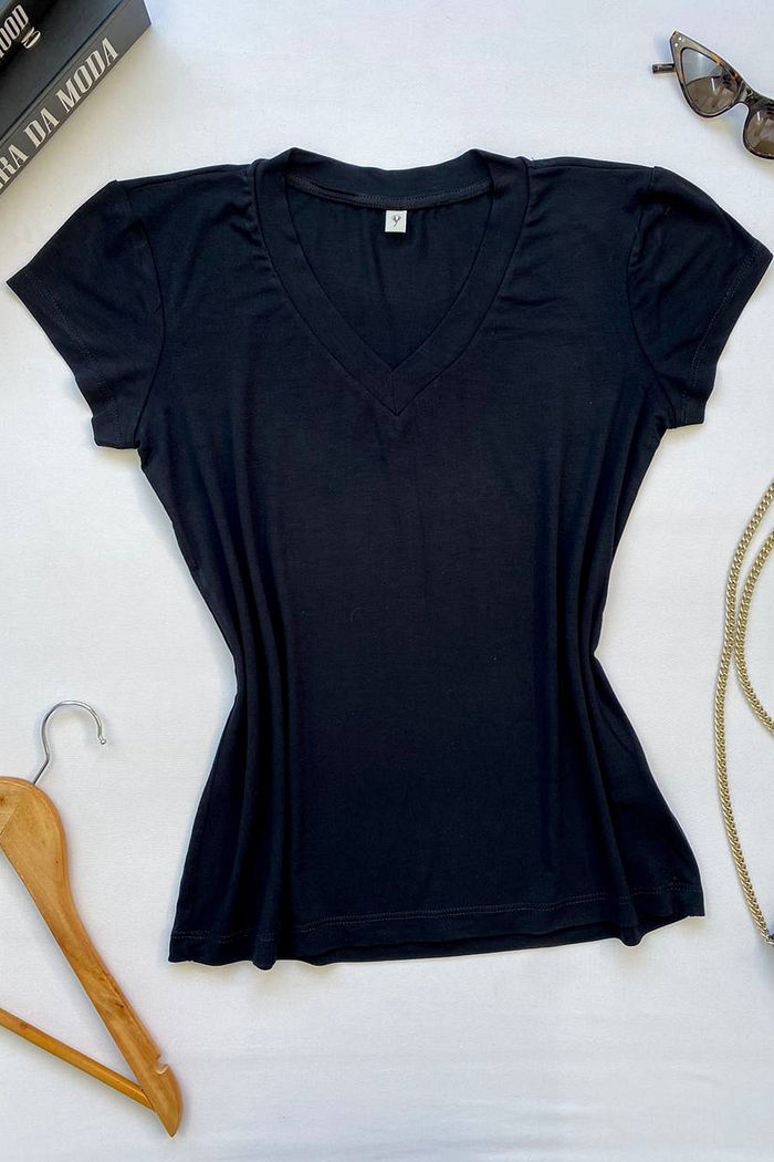 Blusa Baby Look Gola V Preto