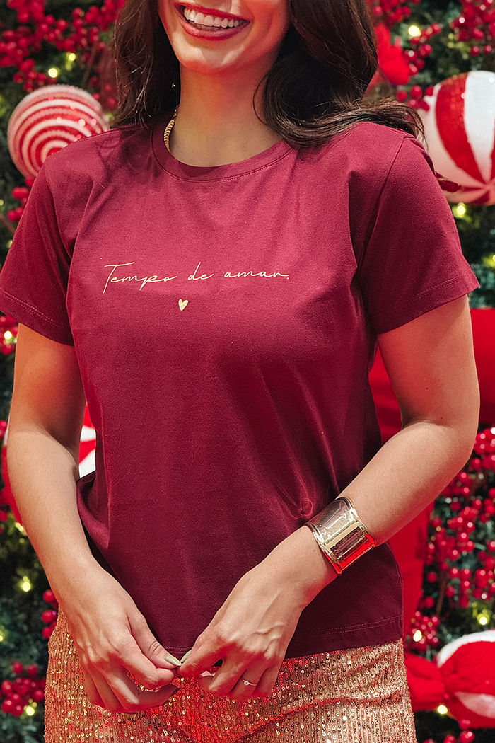 T-Shirt Tempo de amar AR - Borgonha