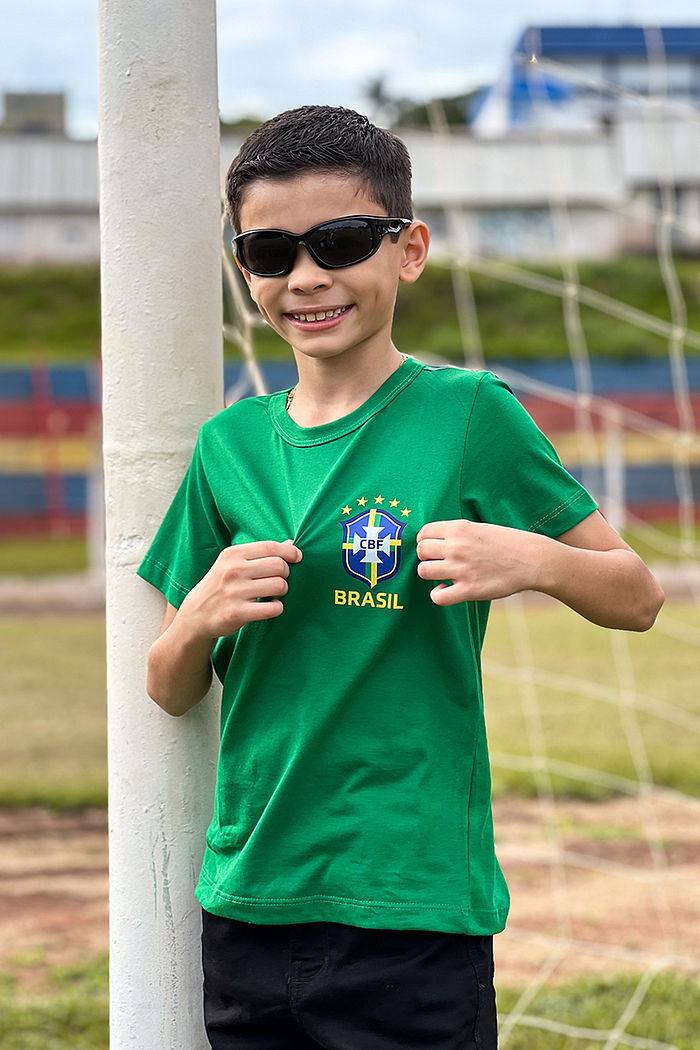 T-Shirt Infantil Brasão DTF - Verde Bandeira