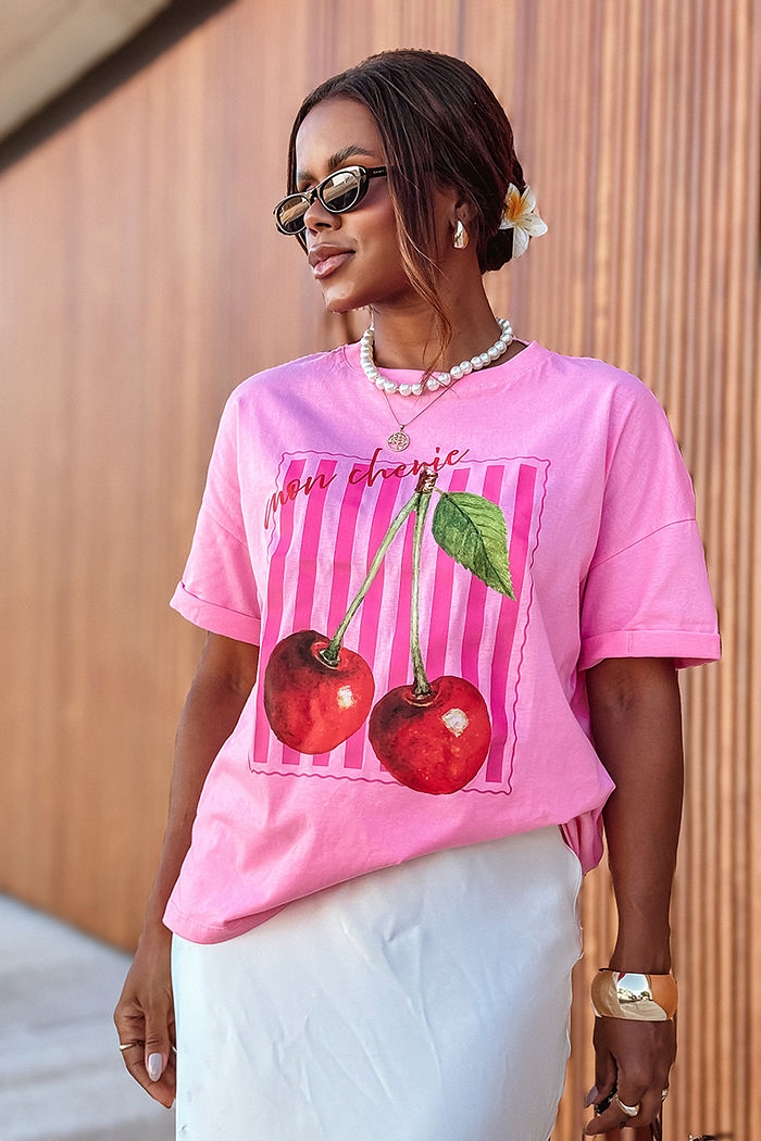 Oversized feminina Mon Cherrie DTF - Rosa Chiclete