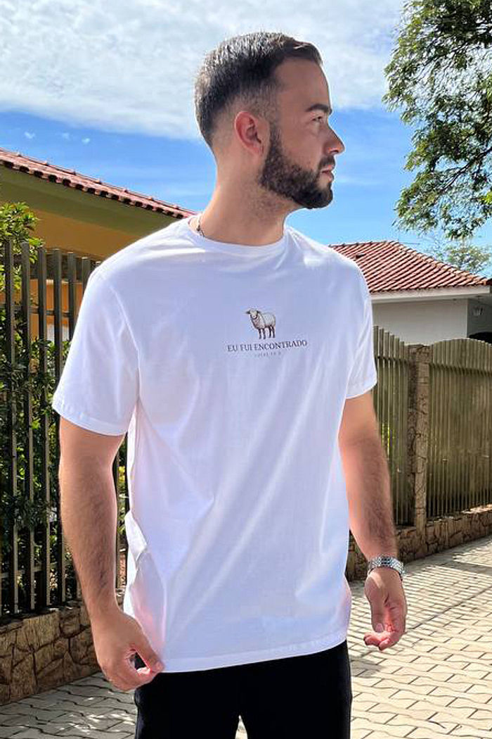 Max Tee Unissex Eu fui encontrado DTF - Neve