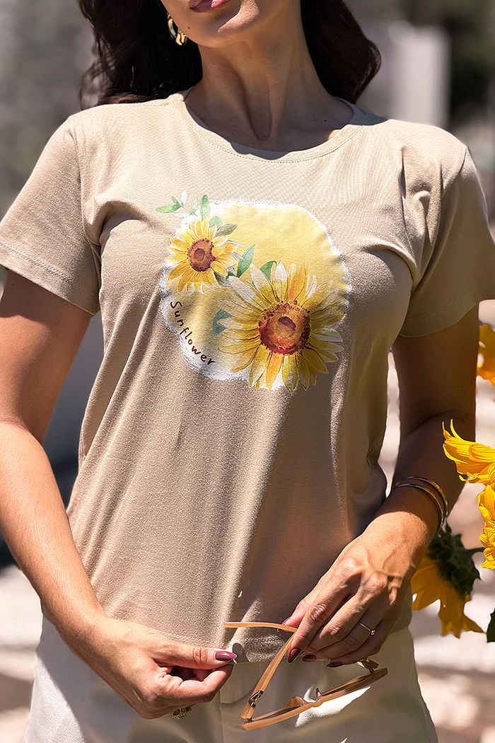 T-Shirt Sunflowers DTF - Caqui