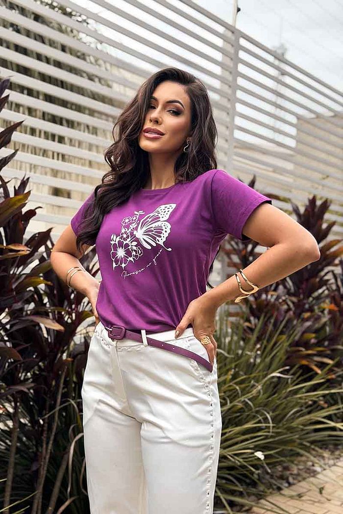 T-Shirt Floresça na Graça - Uva