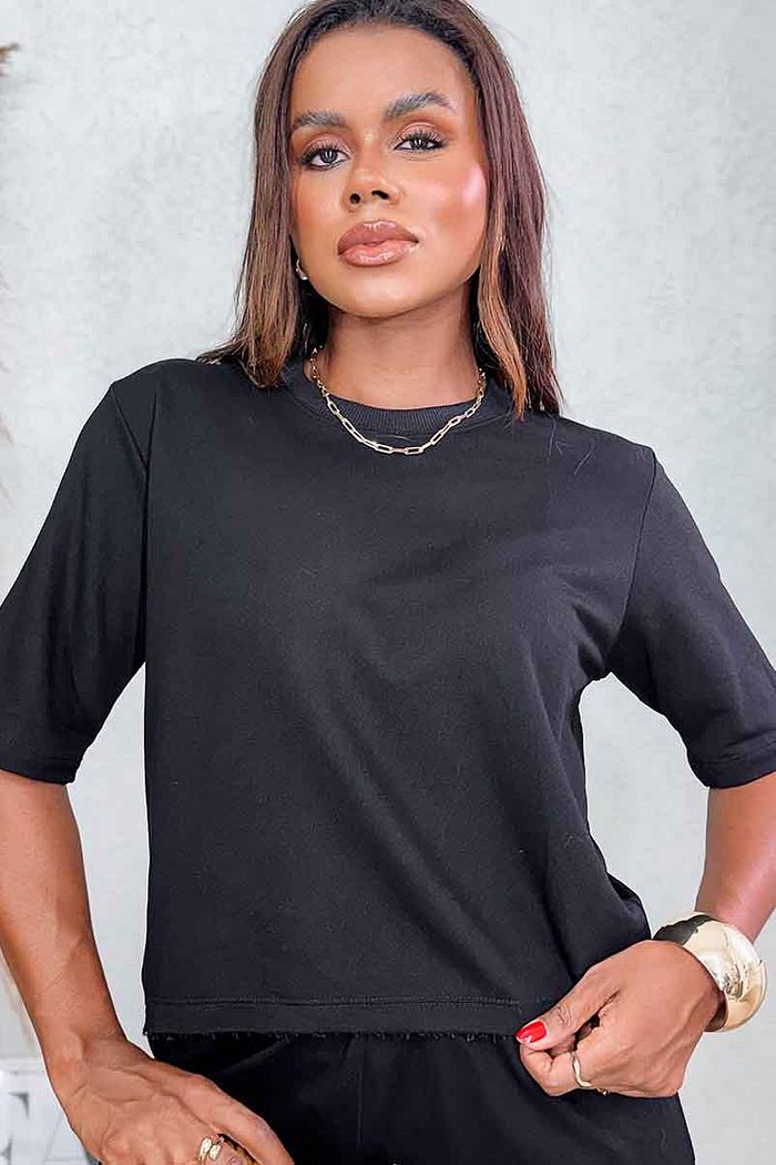 Blusa Bianca Moletinho - Preto