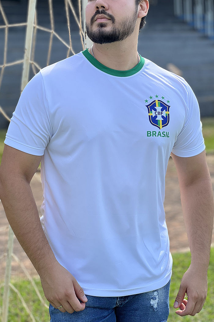 Max Tee Dry Fit Brasão DTF - Branco