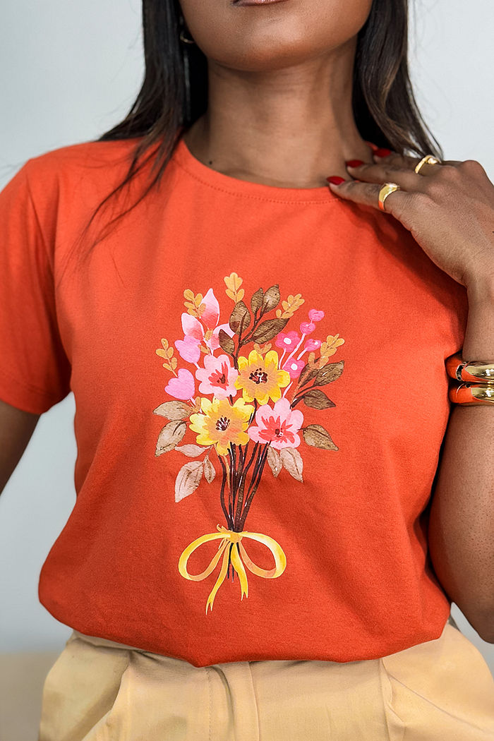 T-Shirt Laço Floral DTF - Telha